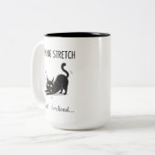 Funny Morning Stretch Almost Functional Cat Mug ツートーンマグカップ (正面左)