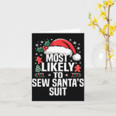 Funny Most Likely To Christmas Family Pajama Match カード (黄色い花)