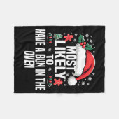 Funny Most Likely To Christmas Family Pajama Match フリースブランケット (正面(横))