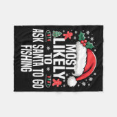 Funny Most Likely To Christmas Family Pajama Match フリースブランケット (正面(横))