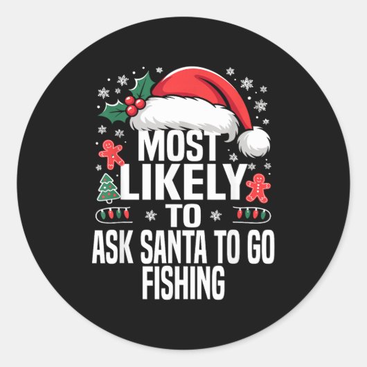 Funny Most Likely To Christmas Family Pajama Match ラウンドシール (正面)