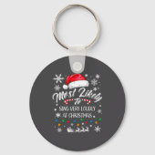 Funny Most Likely To Christmas Singing Long Sleeve キーホルダー (正面)