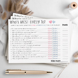 Funny Most Likely To Couples Baby Shower Game Card 招待状