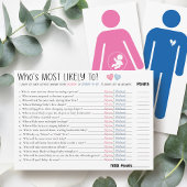 Funny Most Likely To Couples Baby Shower Game Card 招待状