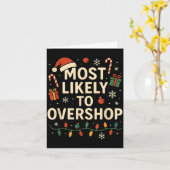 Funny Most Likely To Overshop Family Christmas  カード (黄色い花)