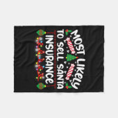 Funny Most Likely To Sell Santa Insurance フリースブランケット (正面(横))