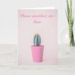 Funny Mother in Law Card カード<br><div class="desc">Funny and editable cards for all occasions. You can change the text and edit it for different family members or friends. This whimsical "Dear Mother in Law" Card features a cactus on pink background. Choose your own text to create a unique and humorous card for a Birthday, Fathers- or Mothers...</div>