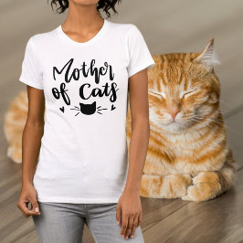 Funny Mother of Cats Black Wording T-Shirt Tシャツ