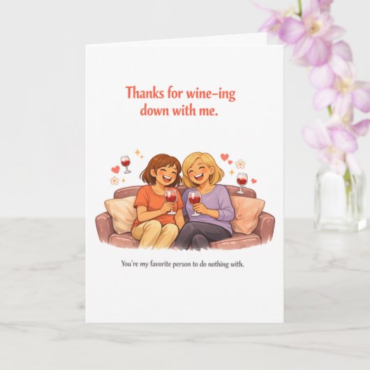 Funny Mother's Day Card – Wine-ing Down Mom カード (蘭)