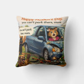 Funny Mother's Day cat car crash you can't park th クッション (裏面)