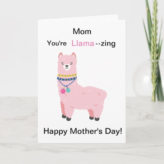 Funny Mother's Day Llama カード (正面)
