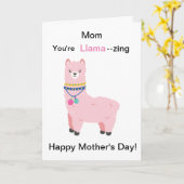 Funny Mother's Day Llama カード (黄色い花)