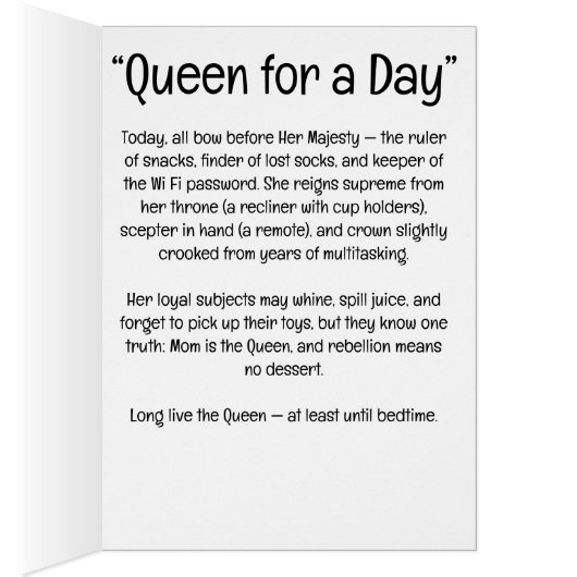 Funny Mother's Day - Queen For A Day (内側 (右))