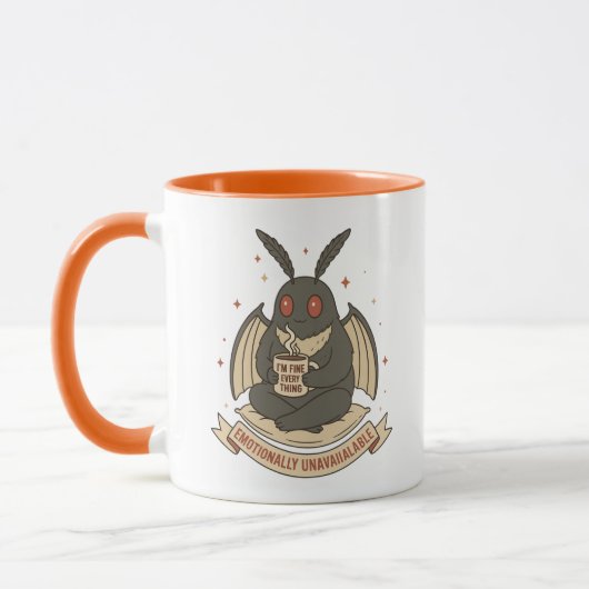 Funny Mothman Mug – Emotional Support Cryptid Coff マグカップ (左)