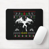 Funny Mothman Ugly Christmas Sweater Believe Crypt マウスパッド (マウス)
