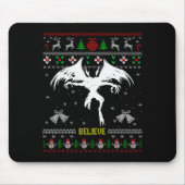 Funny Mothman Ugly Christmas Sweater Believe Crypt マウスパッド (正面)