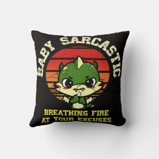 Funny Motivational Dragon - Burn Your Excuses クッション (裏面)