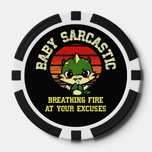 Funny Motivational Dragon - Burn Your Excuses ポーカーチップ (正面)