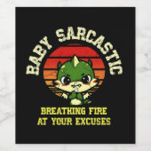 Funny Motivational Dragon - Burn Your Excuses ワインラベル (シングルラベル)