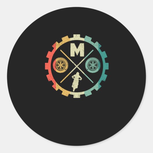 Funny Moto Cross Dirt Bike Motocross Biker ラウンドシール (正面)