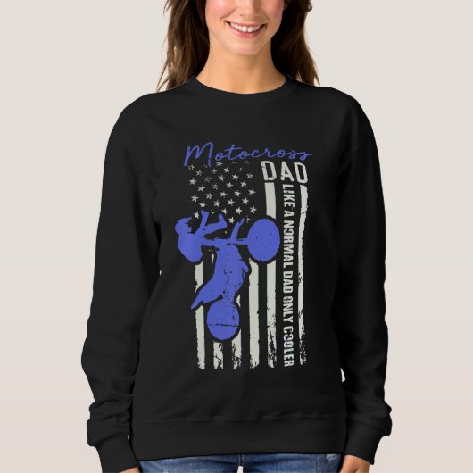Funny Motocross Dad American Us Flag Cooler Dirt B スウェットシャツ (正面)
