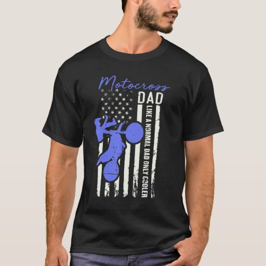 Funny Motocross Dad American Us Flag Cooler Dirt B Tシャツ (正面)