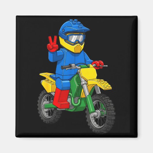 Funny Motorbike Builder Boys Block Building Toys D マグネット (正面)