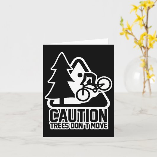 Funny Mountain Biking Warning - Caution Trees Do N カード (黄色い花)