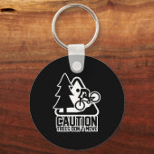 Funny Mountain Biking Warning - Caution Trees Do N キーホルダー (正面)