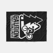 Funny Mountain Biking Warning - Caution Trees Do N フリースブランケット (正面(横))