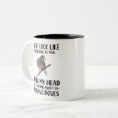 Funny Mourning Dove Lover Woodpecker, Ivory Billed ツートーンマグカップ (正面左)