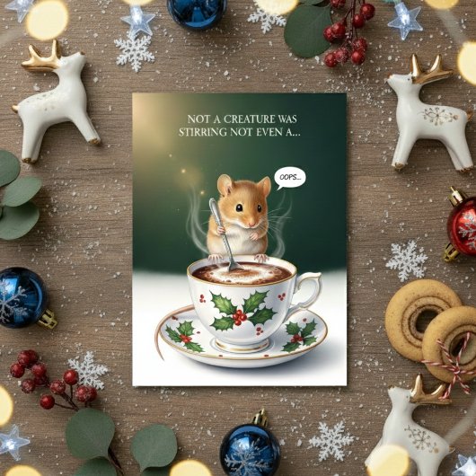 Funny Mouse Christmas Cute Greeting Card シーズンカード