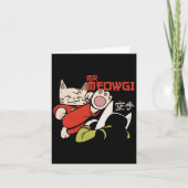Funny Mr Meowgi Karate Cat Meow Design Men Women  カード (正面)