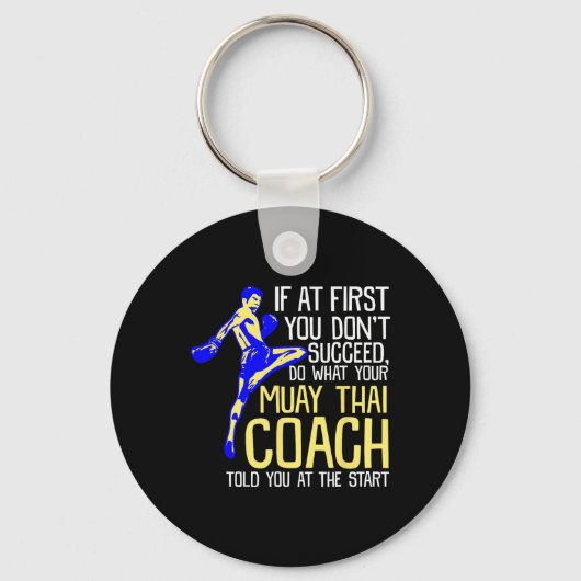 Funny Muay Thai Coach Boxing Design  キーホルダー (正面)