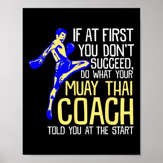 Funny Muay Thai Coach Boxing Design  ポスター (正面)