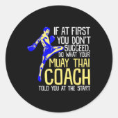 Funny Muay Thai Coach Boxing Design  ラウンドシール (正面)