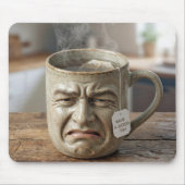 Funny Mug Face with Tea Bag and Text マウスパッド (正面)