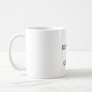 Funny mug states "RUNNING ON COFFEE" コーヒーマグカップ