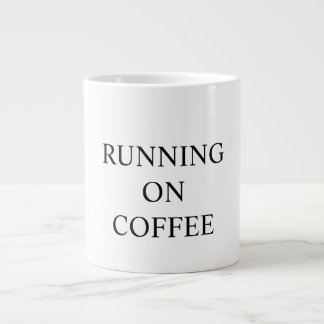 Funny mug states "RUNNING ON COFFEE" ジャンボコーヒーマグカップ