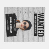 Funny Mugshot Wanted Custom Name & Text  フリースブランケット (正面(横))