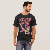 Funny Multitasking Woman Occupied Yoga Reading Gym Tシャツ (正面フル)