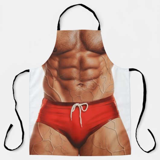 Funny Muscle Man Apron — Novelty Kitchen Apron for エプロン (正面)