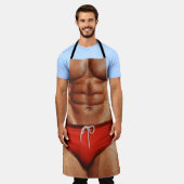 Funny Muscle Man Apron — Novelty Kitchen Apron for エプロン (着用した状態)