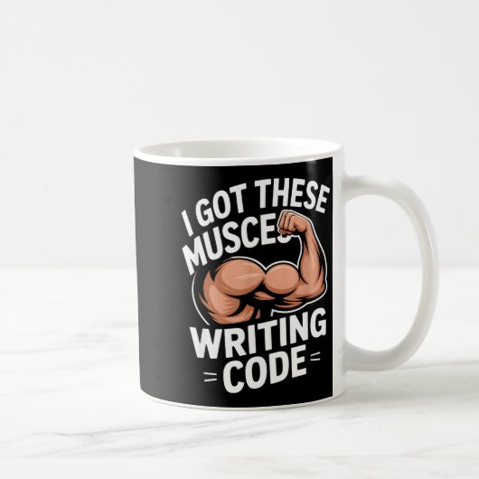 Funny muscles writing code saying programmer Funny コーヒーマグカップ (右)