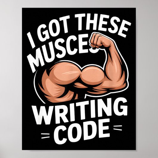Funny muscles writing code saying programmer Funny ポスター (正面)