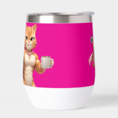 Funny Muscular Cat Fitness Motivation Pink Tumbler (左面)