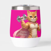 Funny Muscular Cat Fitness Motivation Pink Tumbler (正面)
