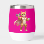 Funny Muscular Cat Fitness Motivation Pink Tumbler (背面)