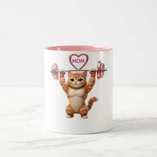 Funny Muscular Cat Mother's Day Gym Mom Coffee Mug ツートーンマグカップ