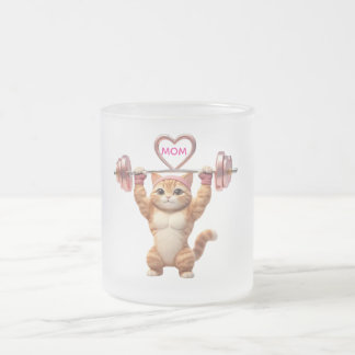 Funny Muscular Cat Mother's Day Gym Mom Coffee Mug フロストグラスマグカップ